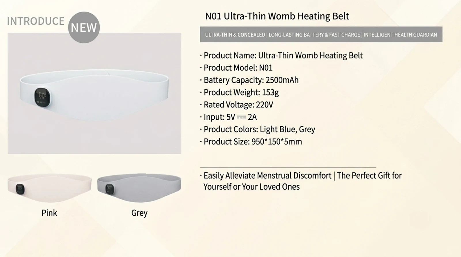 N01 Ultra Thin Heating Belt — real product photo